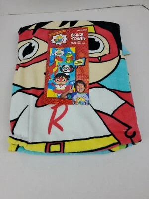 Toalla de Playa Ryan's World Grande 28" x 58" Algodón Rojo Titan Combo Panda Gus Rex Foto 1 de 4