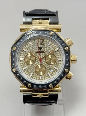 Aqua Master Men's Gold Stainless Steel Octagon Chronograph Diamond Watch W#147 - Image 1 of 2