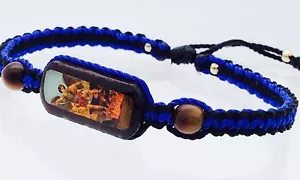 San Miguel Arcángel Pulsera Hecha A Mano Para, Color Real Azul/Negro - Imagen 1 de 1