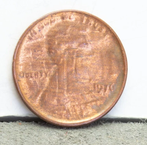 1976 Lincoln Cent Full Date Brockage Obverse US Mint Error Coin With Regular Rev Cover