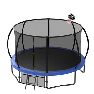12FT Pumpkin Style Trampoline - Safety Enclosure & Ladder, 1320 lbs Capacity - Picture 1 of 9