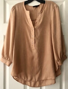 Banana Republic Satin Kupfer Größe S Volumen 3/4 Arm Popover Bluse - Bild 1 von 10