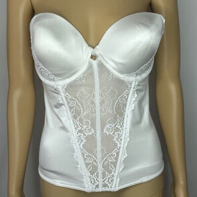 Vintage 38 C Frederick's Of Hollywood Bra Bustier Corset White Lace Underwire - Image 1 of 4