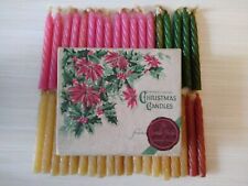 Vintage Box Christmas Candles Standard Oil Tree Poinsettia Cream Pink Green Red 
