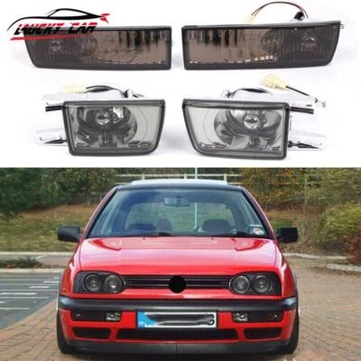 Luz antiniebla de parachoques delantero ahumada + lámpara de señal de giro para VW Jetta MK3 Golf 1992-1997 Foto 1 de 4