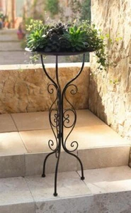 Metall Ständer "Country-Style" schwarz, mit Tablett, Deko Pflanz Schale Tisch - Bild 1 von 6
