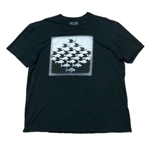 Camiseta MC Escher 'Cielo y Agua' Para Hombre Talla XXL Negra/Blanca Pez Pato Arte T - Imagen 1 de 4