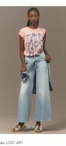 NWT Anthropologie Mother The Twister Flood Wide-Leg Jeans Lost Art Light Wash 27 - Picture 1 of 7