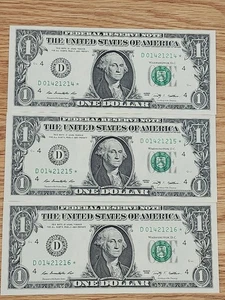 2009 $1 "STAR NOTE" LOT (3) CLEVLAND DISTRICT UNC/GEM CONS SERIAL # NOTES - Picture 1 of 5