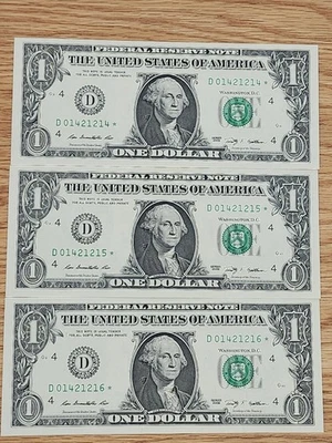 2009 $1 "STAR NOTE" LOT (3) CLEVLAND DISTRICT UNC/GEM CONS SERIAL # NOTES - Image 1 of 4