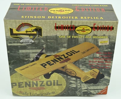 Gearbox Limited Edition Pennzoil Stinson Detroiter Die Cast Model Airplane Bank - Image 1 of 3