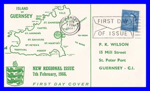 1964 - Guernsey 4d: Island of Guernsey FDC with Guernsey FDI (envelope) Slogan - Picture 1 of 1