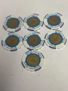 Vintage Colorado Belle Casino Laughlin NV $1 Gaming Chip Brass Center (7) Total - Picture 1 of 4