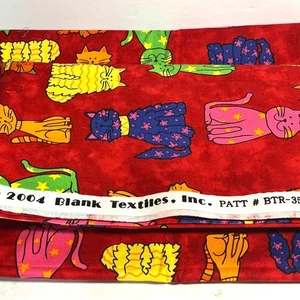 Blank Textiles Red Colorful Cats Quilt Fabric 2 pieces 1 yard each - Picture 1 of 4