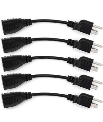 🔥NEW🔥 6-Inch Power Extension Cable, 5-Pack, Outlet Saver, 18 AWG - Image 1 of 4
