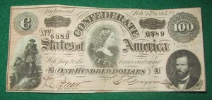 Konföderierte Staaten von Amerika 100 Dollar HUNDERT DOLLAR Schein Geldschein 1864 - Bild 1 von 4