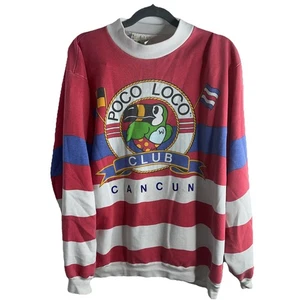 De Colección Poco Loco Club Cancún Pullover Años 80 Tropical Turístico Vacaciones Camisa Talla L - Imagen 1 de 7