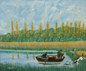 Louis Vivin Duck Hunting 1920 17"x 22" Archival Art Print - Picture 1 of 1