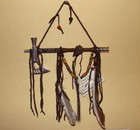 1-ONE Navajo Peace pipe 8" Long w/2 six" feathers, different color beads Works!!
