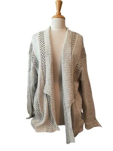 Sundance Cardigan Beige Crochet Cotton Open Sweater Sz L - Picture 1 of 3
