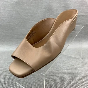 Aerosoles Magnet Sandals Tan Leather Open Round Toe Slide Wedge Size 8W - Picture 1 of 12