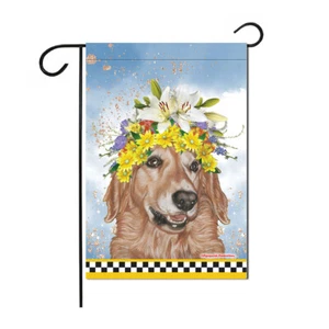 Golden Retriever Floral Garden Flag Double Sided 12 x 17 in. - Picture 1 of 1