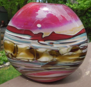 Artist Signed Rich Miller Terrestial World Landscape Handblown Glass Vase 1987 - Imagen 1 de 14