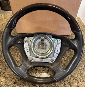 1998-2005 MERCEDES W163 ML55 AMG STEERING WHEEL BLACK LEATHER WOOD NO CRACKS - Bild 1 von 24