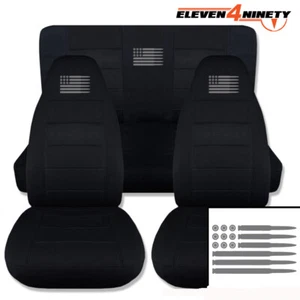 Funda de diseño para Jeep Wrangler cubierta delantera del asiento trasero 1987-2006 bandera bala negra - Imagen 1 de 8
