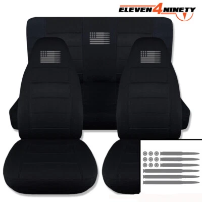 Fundas de diseño para Jeep Wrangler cubierta de asiento trasero delantero 1987-2006 Bullet Flag negro Foto 1 de 4