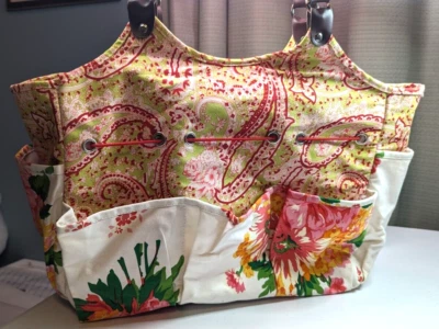 Bolso de Mano XL Estampado Floral Y Cachemira Bolsillos de Lona Pesada Forrado **NOTA Foto 1 de 4