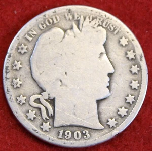 Moneda de medio dólar barbero 1903-S 90% plata circulada BH584 - Imagen 1 de 2
