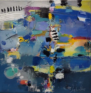 Original oil painting 12"x12" Contemporary art, Abstractiom, Modern art, Music - Picture 1 of 13