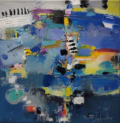 Original oil painting 12"x12" Contemporary art, Abstractiom, Modern art, Music Foto 1 de 4