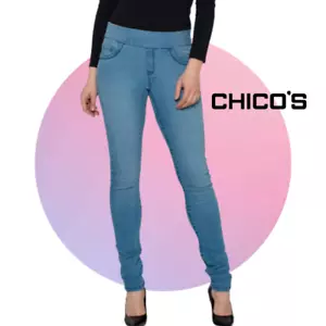 CHICO'S Denim Ease Nicky Slimm Jeggins Jean 2 Pockes Back Womens Sz 00 US 2 $79 - Picture 1 of 12