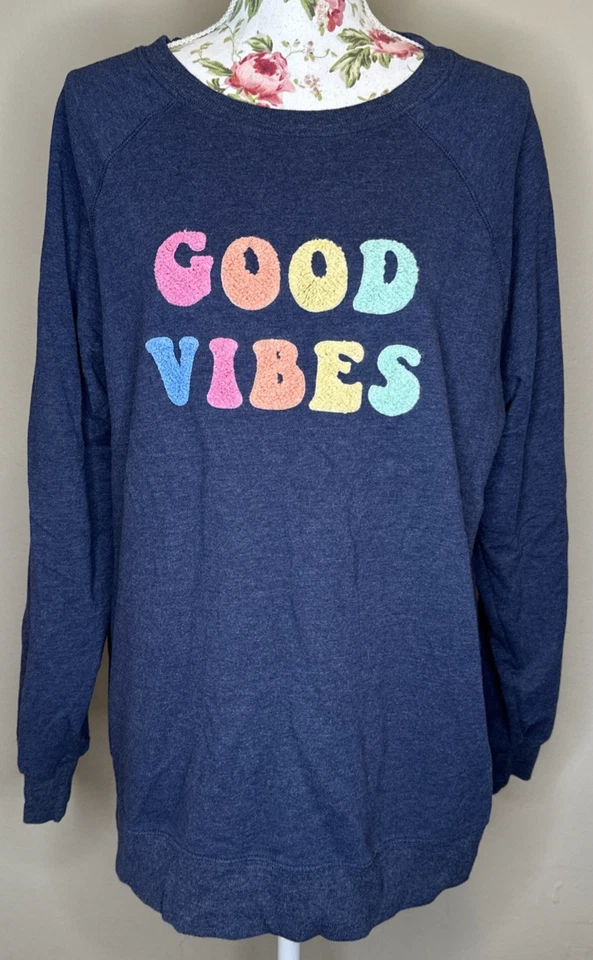 Sudadera Wildfox Mujer Talla M Azul Arco Iris Buenas Vibraciones Acogedora Pullover Foto 1 de 4