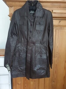 BNWT Heeli designer Genuine Leather Jacket Brown 2XL Lined - Picture 1 of 3