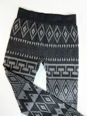 No Boundaries Knit Print Stretch Leggings Pants Women’s Small Medium Black Grey - Image 1 of 4