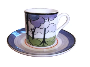 Wedgwood LE Clarice Cliff BLUE FIRS Demitasse Cup & Saucer Set 1999 - Picture 1 of 9
