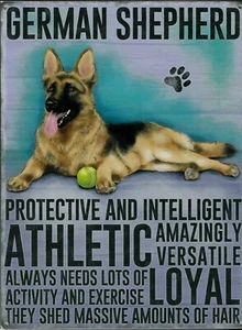 Metal Plate Vintage Dog Shepherd German - 40 X 30 CM - Picture 1 of 1