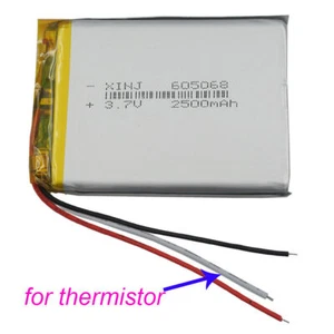Batería Li 3.7V 2500mAh 9.25Wh 605068 NTC Termistor 3 Cables para GPS DashCam LED - Imagen 1 de 3