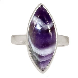 Natural Chevron Amethyst 925 Sterling Silver Ring Jewelry s.8 CR65933 - Picture 1 of 1