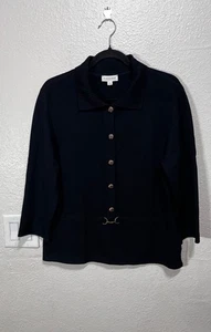 Maglione St. John Sports nero maglia bottoni manica lunga tunica donna grande - Foto 1 di 11