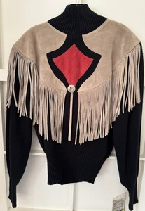 Vintage Pioneer Wear Jacke Western Fransen Wildleder Leder Damen S Bin-X - Bild 1 von 9