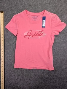 Ariat Real Damen Kurzarm Rundhalsausschnitt T-Shirt Größe Medium Rosa Neu mit Etikett - Bild 1 von 9