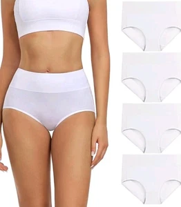 Wirarpa High Waisted Cotton Briefs 4 Pack for Women - No Muffin Top.  White L - Picture 1 of 7