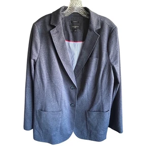 Talbots Aberdeen Plus Size 14W Gray Knit Blazer Jacket Career Casual - Picture 1 of 7