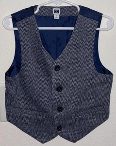 Janie and Jack | Gilet completo a spina di pesce in misto lana blu navy | Taglia 4 - Foto 1 di 10