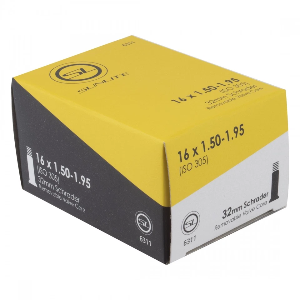 Sunlite Schrader Valve Tube 16x1.50-1.95, 32mm FFW, Durable Rubber Seat - Image 1 of 1