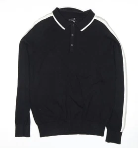 Brave Soul Men's Black Long Sleeve Polo Shirt L - Picture 1 of 12